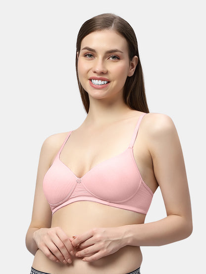 Comfortable Lightly Padded Wirefree T-Shirt Bra with Moderate Coverage and Adjustable Straps – COCO