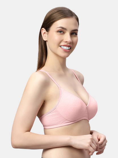 Comfortable Lightly Padded Wirefree T-Shirt Bra with Moderate Coverage and Adjustable Straps – COCO