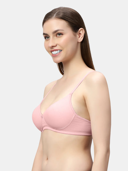 Comfortable Lightly Padded Wirefree T-Shirt Bra with Moderate Coverage and Adjustable Straps – COCO