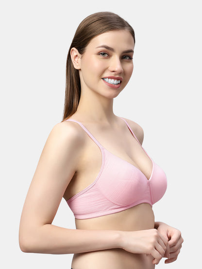 Comfortable Lightly Padded Wirefree T-Shirt Bra with Moderate Coverage and Adjustable Straps – COCO