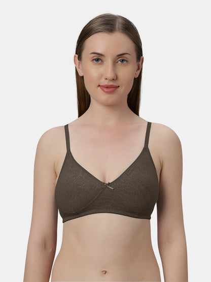 Medium Coverage Non Wired Non Padded Polyester Cotton Everyday Bra with Seamless Cups - Smile