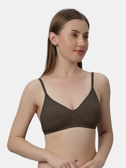 Medium Coverage Non Wired Non Padded Polyester Cotton Everyday Bra with Seamless Cups - Smile