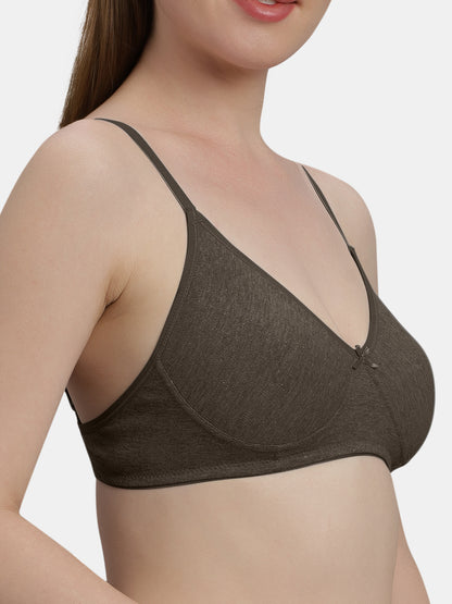 Medium Coverage Non Wired Non Padded Polyester Cotton Everyday Bra with Seamless Cups - Smile