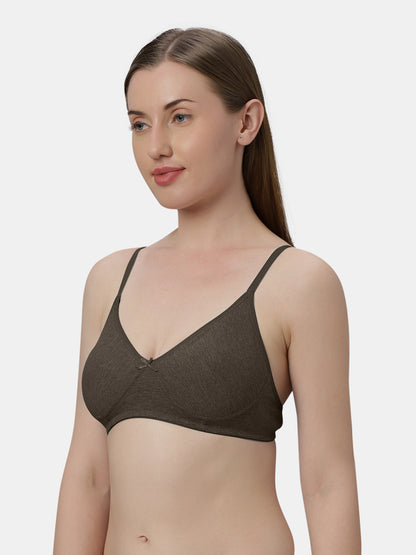Medium Coverage Non Wired Non Padded Polyester Cotton Everyday Bra with Seamless Cups - Smile