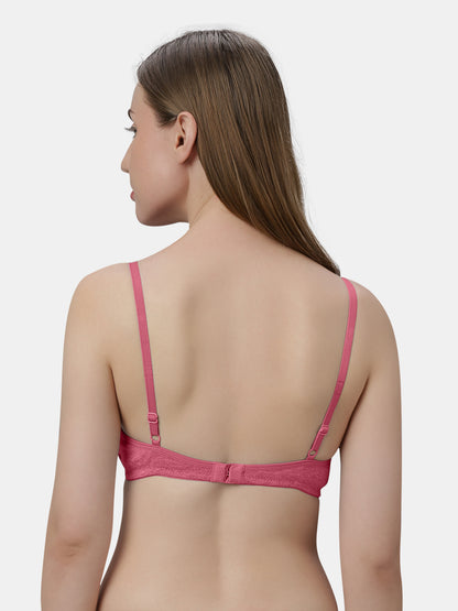 Medium Coverage Non Wired Non Padded Polyester Cotton Everyday Bra with Seamless Cups - Smile