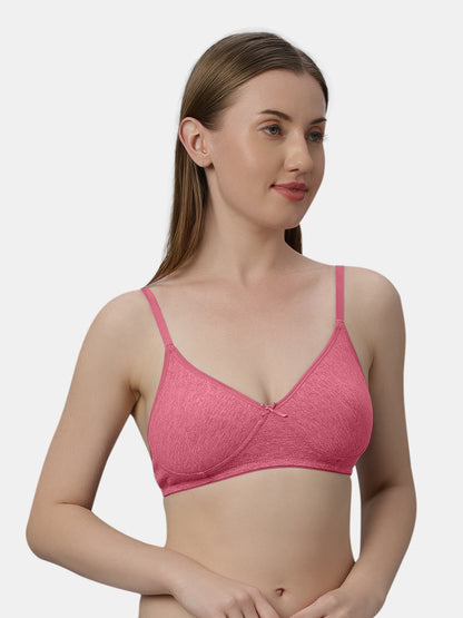 Medium Coverage Non Wired Non Padded Polyester Cotton Everyday Bra with Seamless Cups - Smile