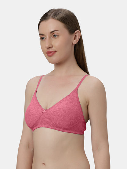 Medium Coverage Non Wired Non Padded Polyester Cotton Everyday Bra with Seamless Cups - Smile