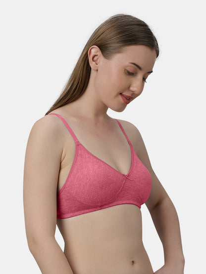 Medium Coverage Non Wired Non Padded Polyester Cotton Everyday Bra with Seamless Cups - Smile