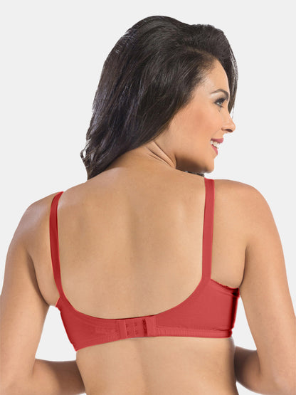 Non-Padded Non-Wired Seamless Cotton Bra with Full Coverage and Adjustable Straps - Cream