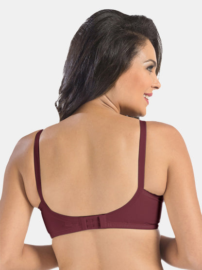 Non-Padded Non-Wired Seamless Cotton Bra with Full Coverage and Adjustable Straps - Cream