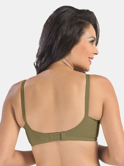 Non-Padded Non-Wired Seamless Cotton Bra with Full Coverage and Adjustable Straps - Cream