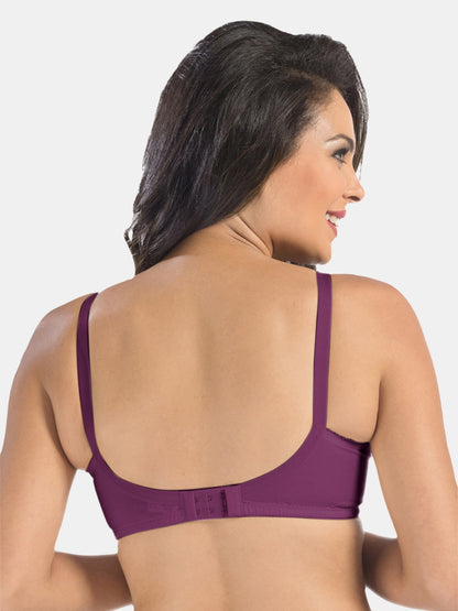 Non-Padded Non-Wired Seamless Cotton Bra with Full Coverage and Adjustable Straps - Cream