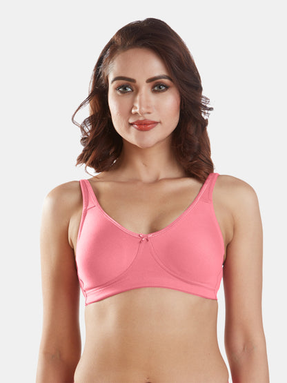 Non-Padded Non-Wired Molded Comfort Bra with Medium Coverage and Adjustable Straps in Cotton-Polyester - Yaris