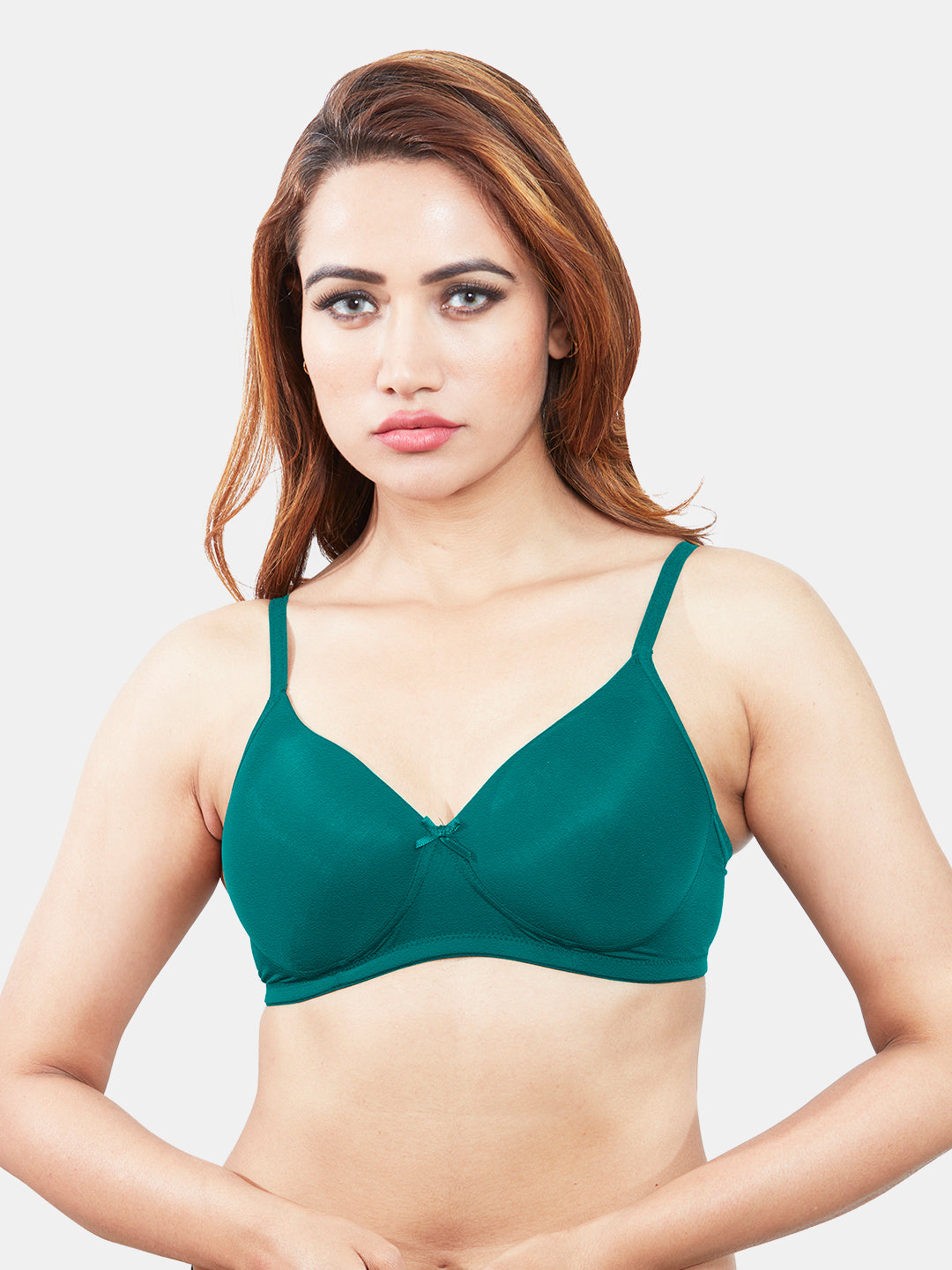 Comfortable-Lightly-Padded-Non-Wired-T-shirt-Bra-with-Moderate-Coverage-and-Adjustable-Straps-Coco-Ramagreen-Front