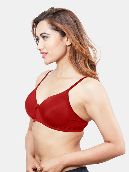 Comfortable-Lightly-Padded-Non-Wired-T-shirt-Bra-with-Moderate-Coverage-and-Adjustable-Straps-Coco-Red-Left