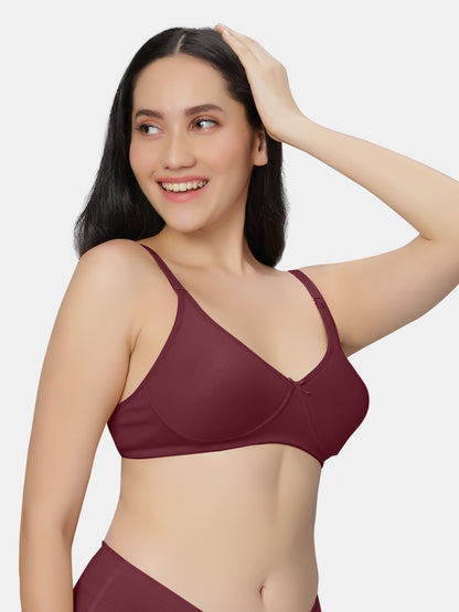 Padded-Non-Wired-T-shirt-Bra-Medium-Coverage-Knox-Maroon-Front-Front-Right