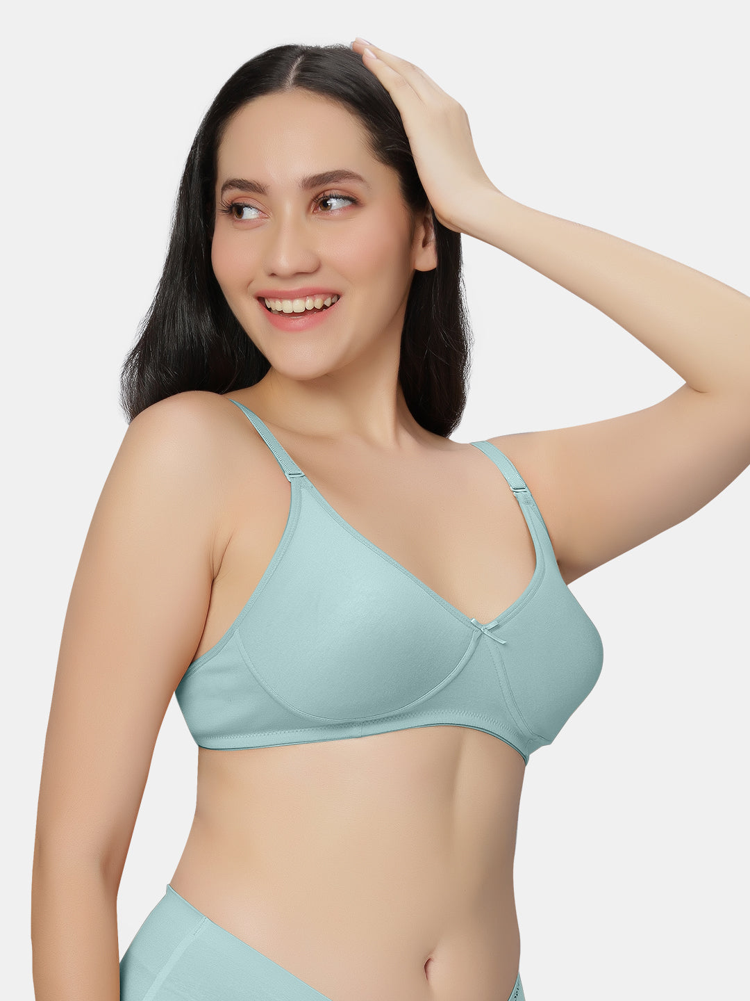 Comfortable-Padded-Non-Wired-T-shirt-Bra-with-Medium-Coverage-Knox-Navy-Igreen-Front-Left