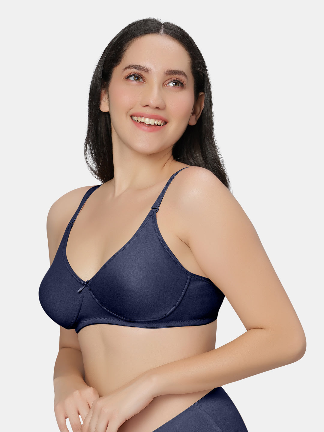 Comfortable-Padded-Non-Wired-T-shirt-Bra-with-Medium-Coverage-Knox-Navy-Left