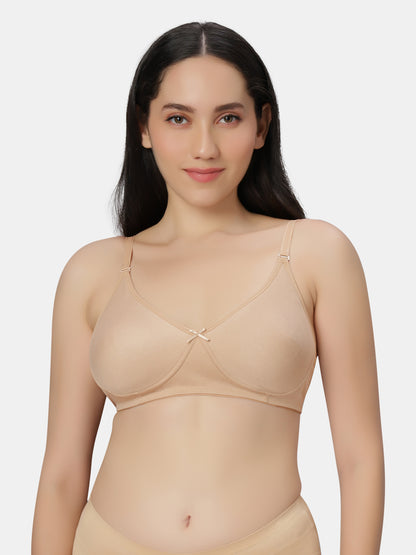 Comfortable-Padded-Non-Wired-T-shirt-Bra-with-Medium-Coverage-Knox-Navy-Nude-Front