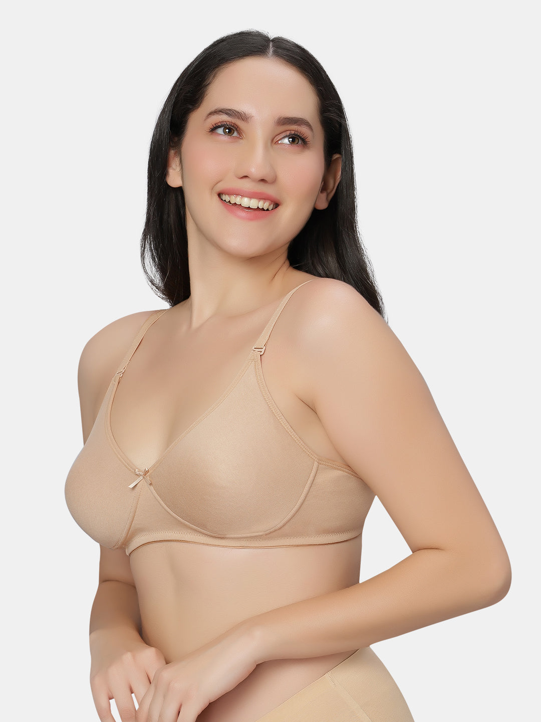 Comfortable-Padded-Non-Wired-T-shirt-Bra-with-Medium-Coverage-Knox-Navy-Nude-Left