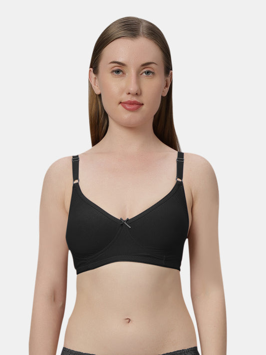 Non Padded Medium Coverage Non Wired T shirt Bra with Side Shapers. Non Padded cups with Adjustable Straps - D 12
