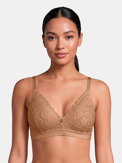 Padded Wirefree Low Coverage Cotton Spandex Lace Fashion Bra with Adjustable Straps – DELAOUR