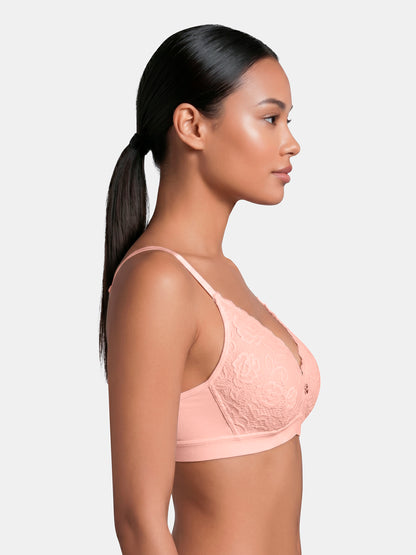 Padded Wirefree Low Coverage Cotton Spandex Lace Fashion Bra with Adjustable Straps – DELAOUR