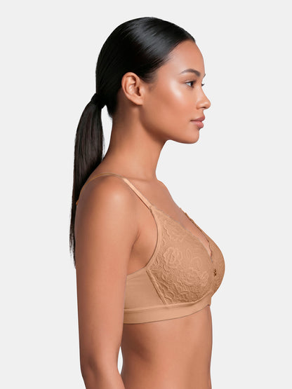 Padded Wirefree Low Coverage Cotton Spandex Lace Fashion Bra with Adjustable Straps – DELAOUR
