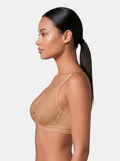 Padded Wirefree Low Coverage Cotton Spandex Lace Fashion Bra with Adjustable Straps – DELAOUR