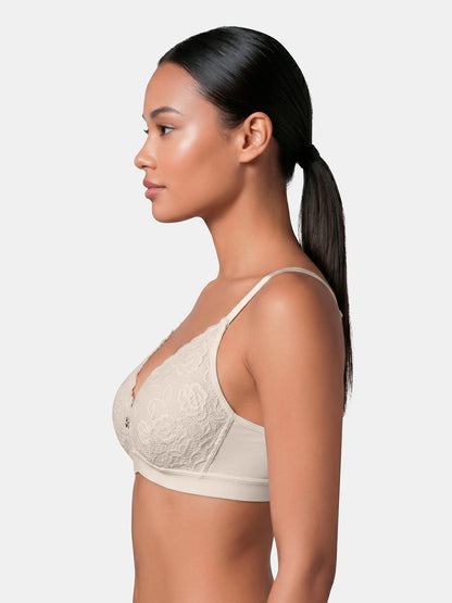 Padded Wirefree Low Coverage Cotton Spandex Lace Fashion Bra with Adjustable Straps – DELAOUR