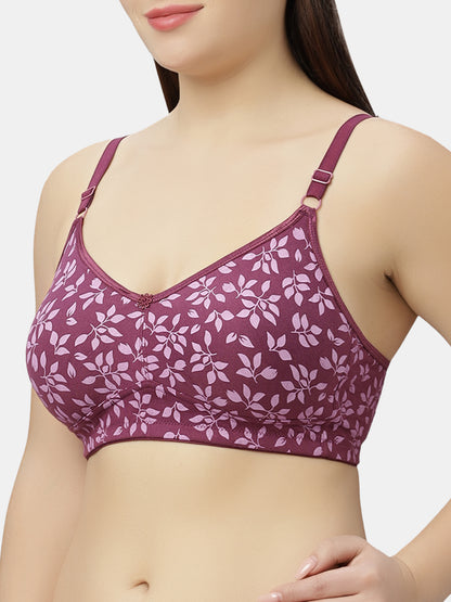 Non-Padded Non-Wired Pure Cotton Bra with Full Coverage and Adjustable Straps - Dove