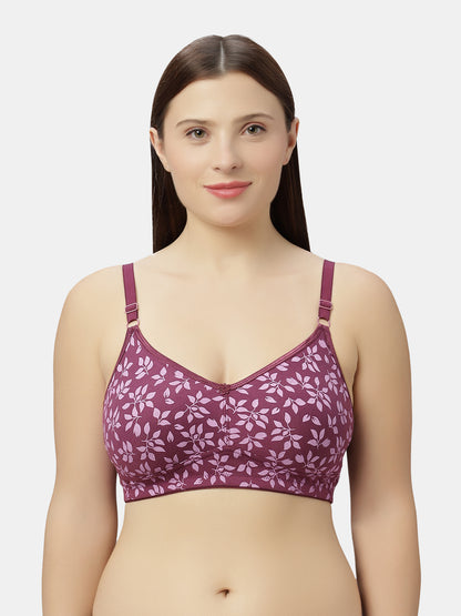 Non-Padded Non-Wired Pure Cotton Bra with Full Coverage and Adjustable Straps - Dove