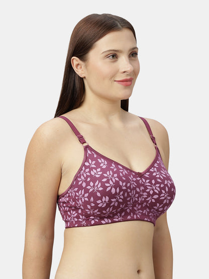 Non-Padded Non-Wired Pure Cotton Bra with Full Coverage and Adjustable Straps - Dove