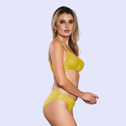 Designer-Bridal-Lingerie-Set-Padded-Wire-Free-Bra-&-Low-Rise-Nylon-Panty-Yandy-Strips-Wedding-&-Honeymoon-Set-7UP-Mustard-Left