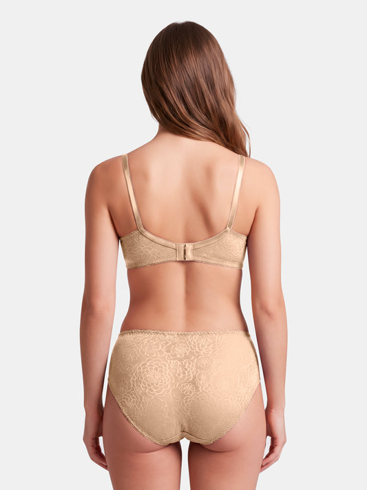 Non Padded Wirefree Medium Coverage Lace Bridal Lingerie Set with U-Back – ELINA