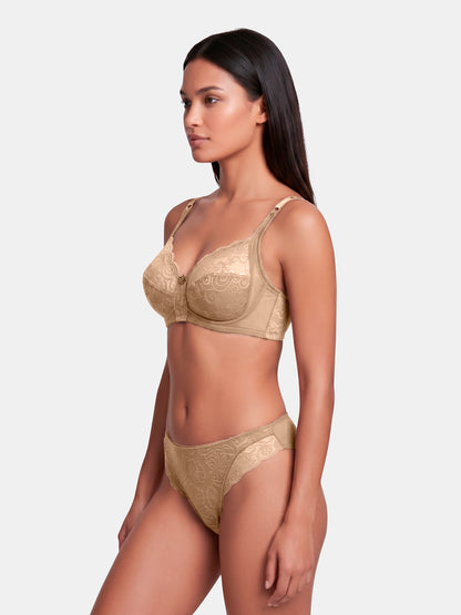 Non Padded Wirefree Medium Coverage Lace Bridal Lingerie Set with U-Back – ELINA