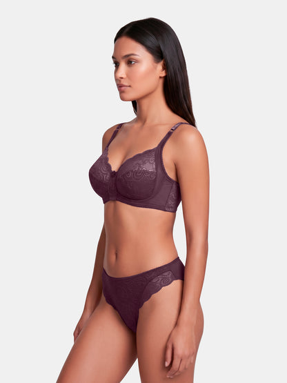 Non Padded Wirefree Medium Coverage Lace Bridal Lingerie Set with U-Back – ELINA