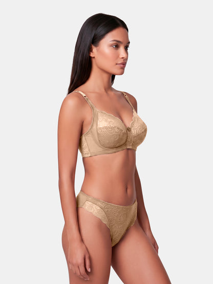 Non Padded Wirefree Medium Coverage Lace Bridal Lingerie Set with U-Back – ELINA
