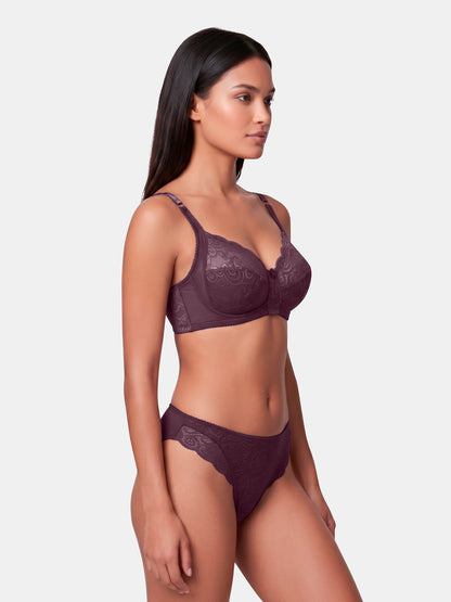 Non Padded Wirefree Medium Coverage Lace Bridal Lingerie Set with U-Back – ELINA