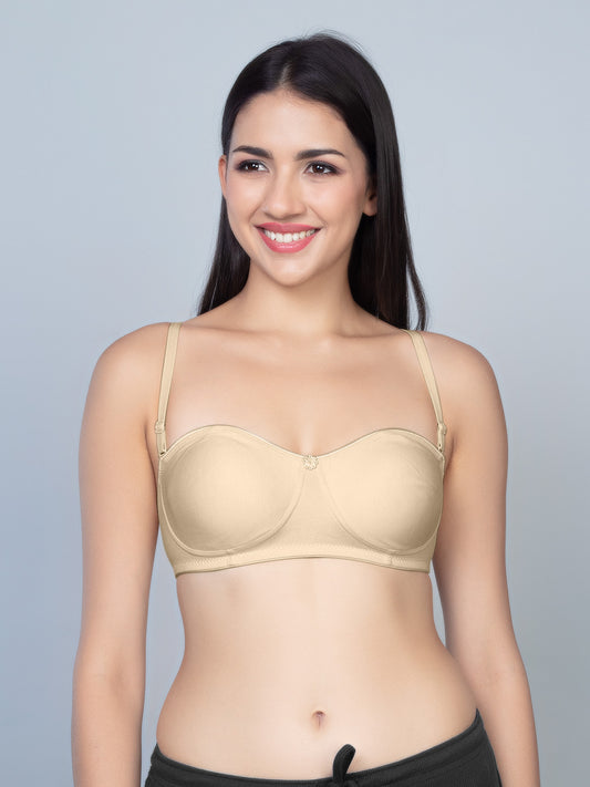 Non Padded Wirefree Cotton Spandex Medium Coverage T-Shirt Bra with Adjustable Straps – ELL 18