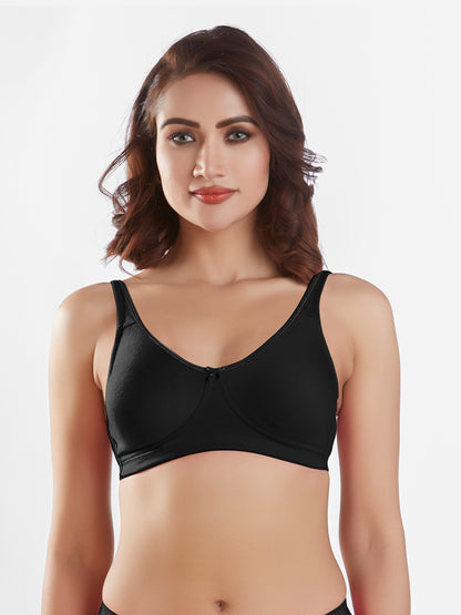 "Non Padded Wirefree Cotton Polyester Medium Coverage Moulded Comfort Bra with Adjustable Straps – Yaris "
