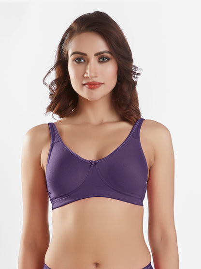 "Non Padded Wirefree Cotton Polyester Medium Coverage Moulded Comfort Bra with Adjustable Straps – Yaris "