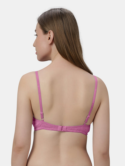 Medium Coverage Non Wired Non Padded Polyester Cotton Everyday Bra with Seamless Cups - Smile