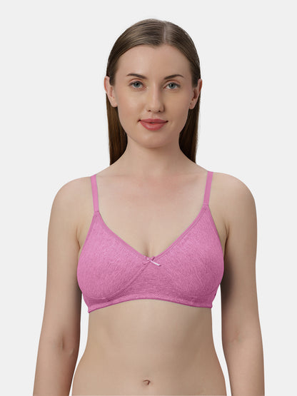 Medium Coverage Non Wired Non Padded Polyester Cotton Everyday Bra with Seamless Cups - Smile