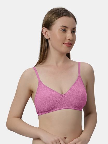 Medium Coverage Non Wired Non Padded Polyester Cotton Everyday Bra with Seamless Cups - Smile