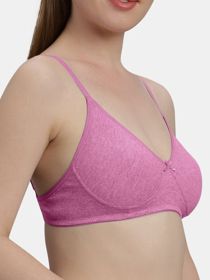 Medium Coverage Non Wired Non Padded Polyester Cotton Everyday Bra with Seamless Cups - Smile