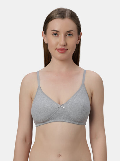 Medium Coverage Non Wired Non Padded Polyester Cotton Everyday Bra with Seamless Cups - Smile