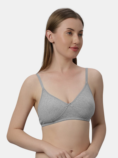 Medium Coverage Non Wired Non Padded Polyester Cotton Everyday Bra with Seamless Cups - Smile