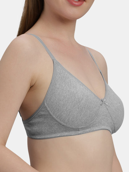 Medium Coverage Non Wired Non Padded Polyester Cotton Everyday Bra with Seamless Cups - Smile