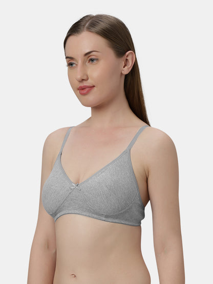 Medium Coverage Non Wired Non Padded Polyester Cotton Everyday Bra with Seamless Cups - Smile